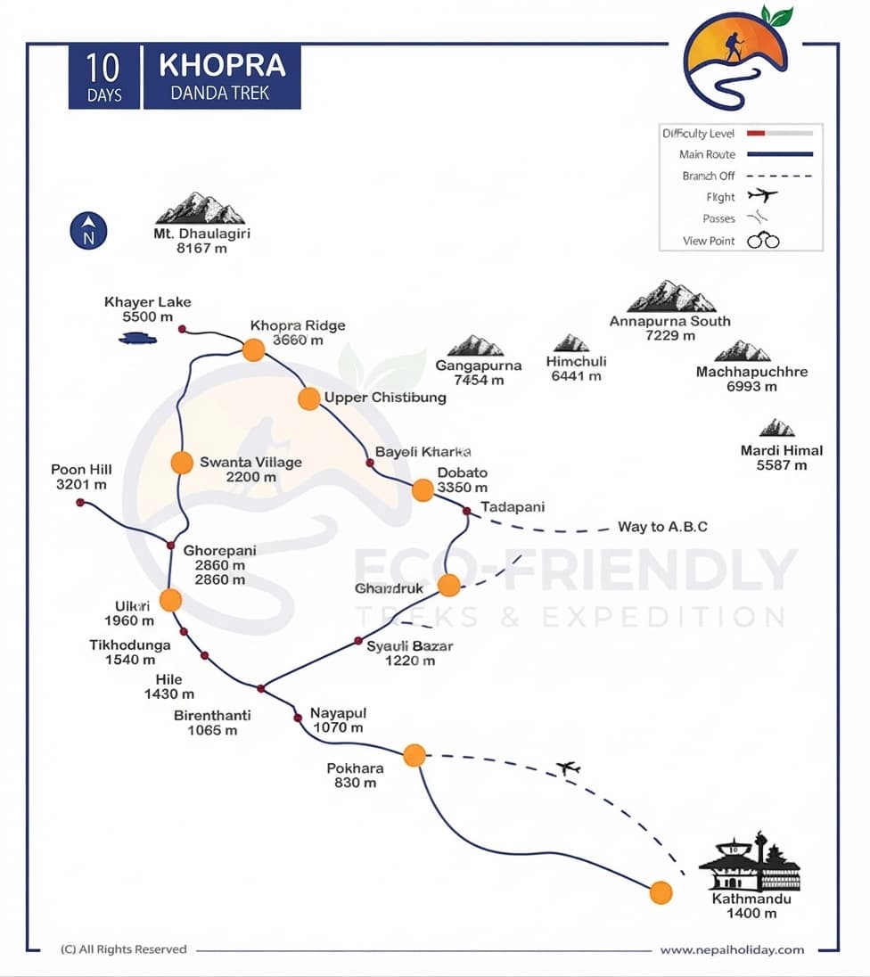 Khopra danda trek route map